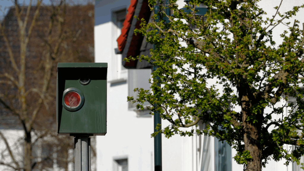 Starrer Blitzer in Wohnstraße – typische Messstelle für innerörtliche Geschwindigkeitsüberschreidung mit Flensburg Punkte
