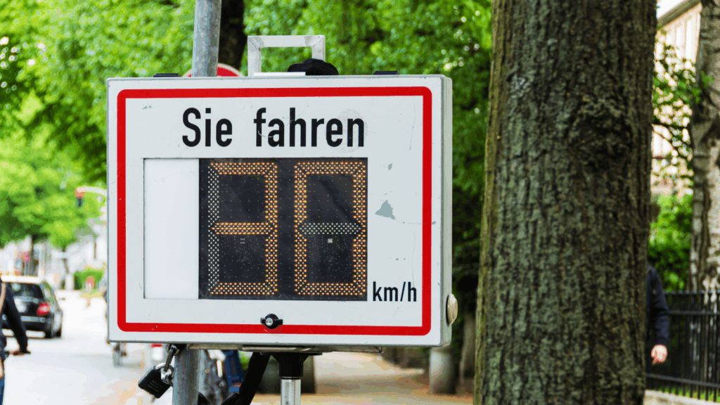 Temposchild mit Geschwindigkeitsanzeige als Symbolbild für das Punktesystem Flensburg neu und moderne Verkehrsüberwachung
